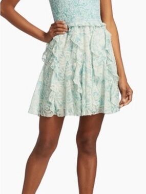 Alice + Olivia Light Mint Paisley Ruffle Mini Skirt